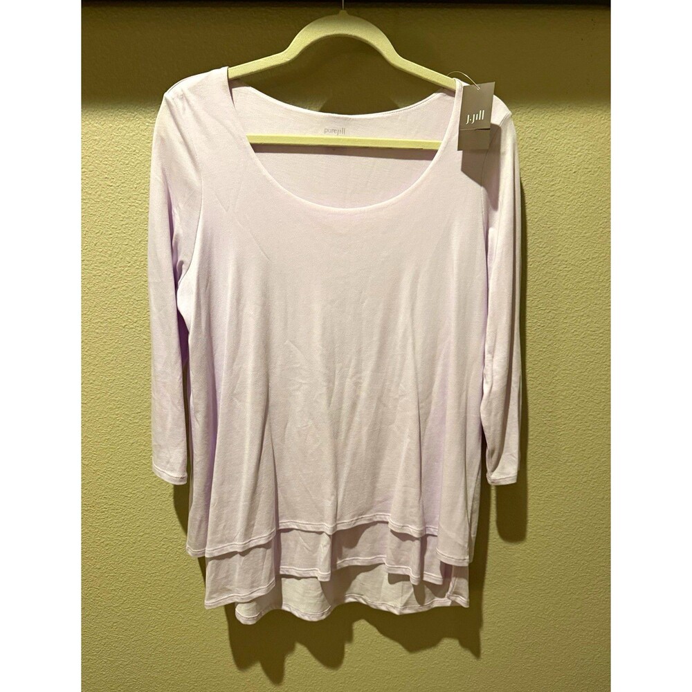 J. Jill PureJill Purple Knit Layered Scoop Neck 3/4 Sleeve Top Women's M- NWT
